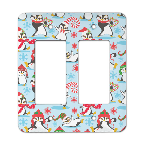 Custom Christmas Penguins Rocker Style Light Switch Cover - Two Switch