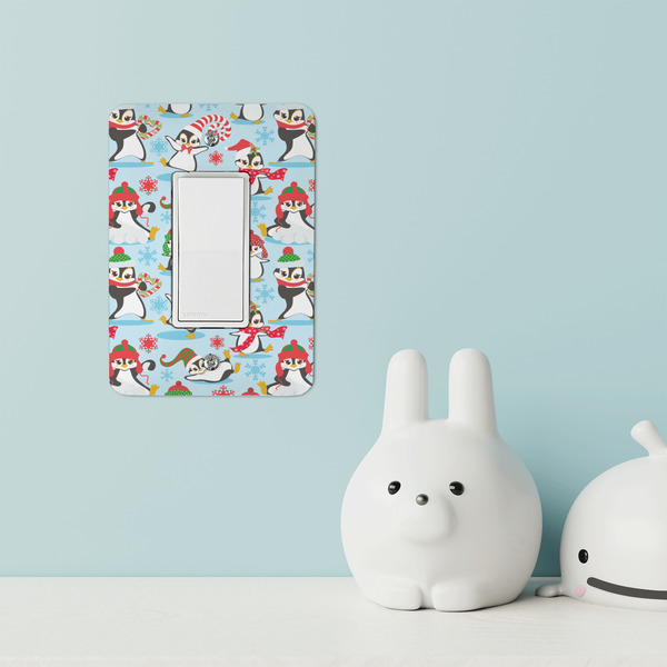 Christmas Penguins Rocker Light Switch Covers - Single - IN CONTEXT