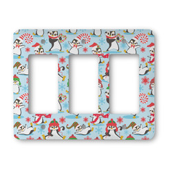 Christmas Penguins Rocker Style Light Switch Cover - Three Switch