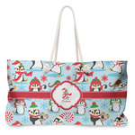 Christmas Penguins Large Tote Bag with Rope Handles (Personalized)