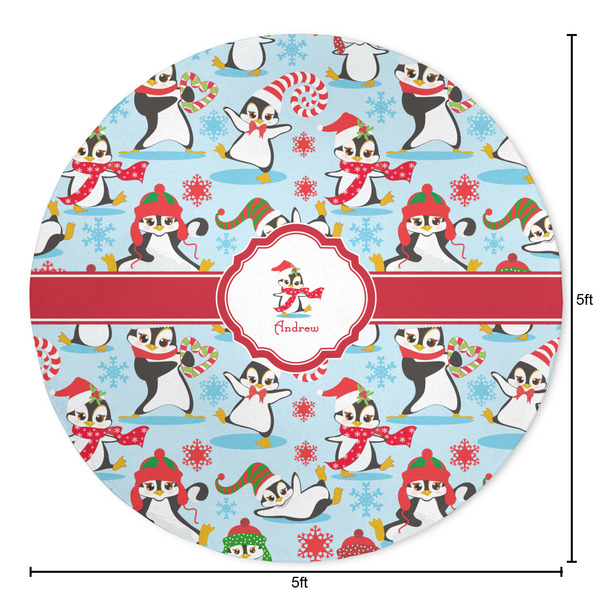 Christmas Penguins Round Area Rug - Size