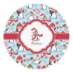 Christmas Penguins Round Decal - Large (Personalized)