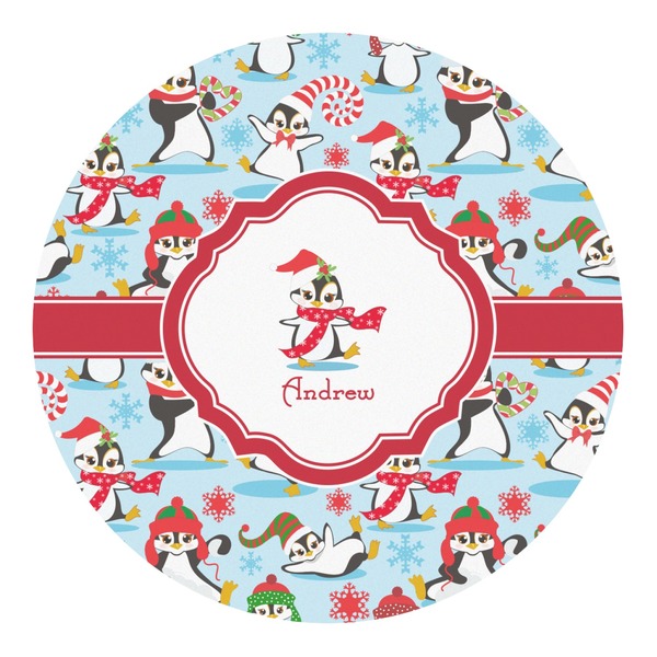 Custom Christmas Penguins Round Decal (Personalized)