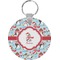 Christmas Penguins Round Plastic Keychain (Personalized)