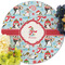 Christmas Penguins Round Linen Placemats - Front (w flowers)