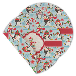 Christmas Penguins Round Linen Placemat - Double Sided - Set of 4 (Personalized)