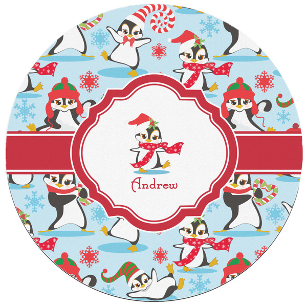 Christmas Penguins Round Mousepad - APPROVAL
