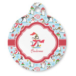 Christmas Penguins Round Pet ID Tag - Large (Personalized)