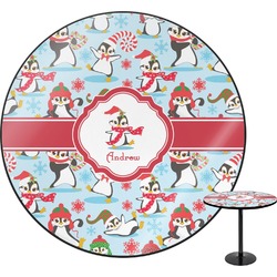Christmas Penguins Round Table - 30" (Personalized)