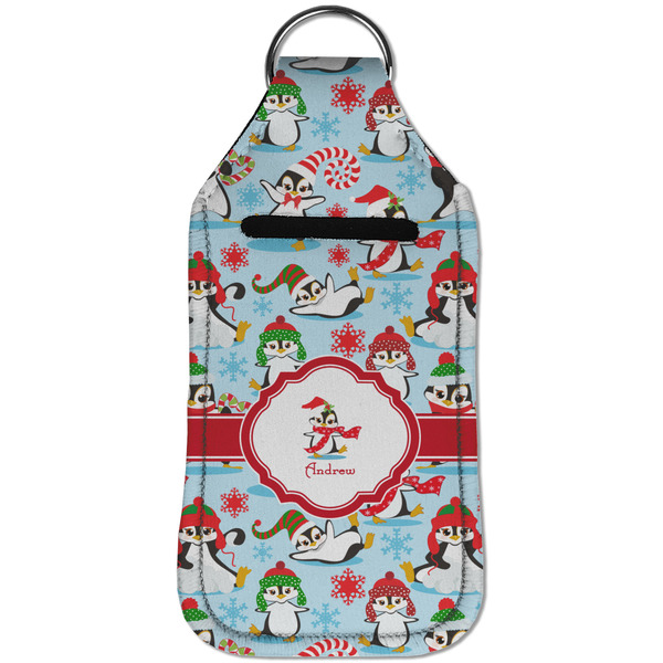 Christmas Penguins Sanitizer Holder Keychain - Large (Front)