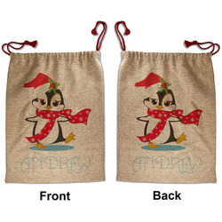 Christmas Penguins Santa Sack - Front & Back (Personalized)