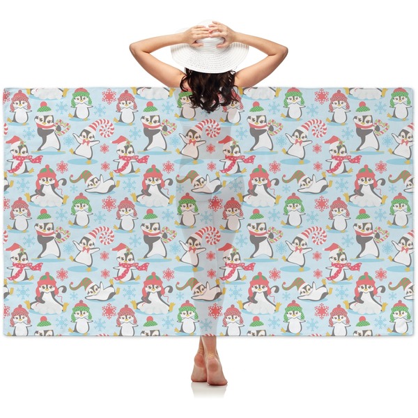 Custom Christmas Penguins Sheer Sarong