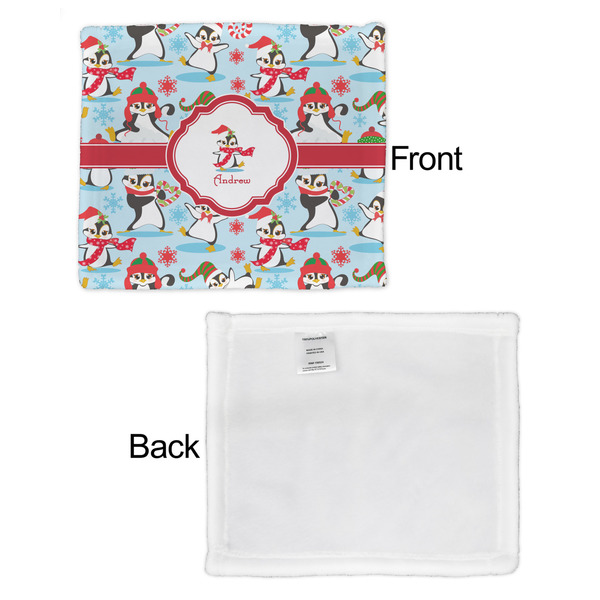 Christmas Penguins Security Blanket - Front & White Back View