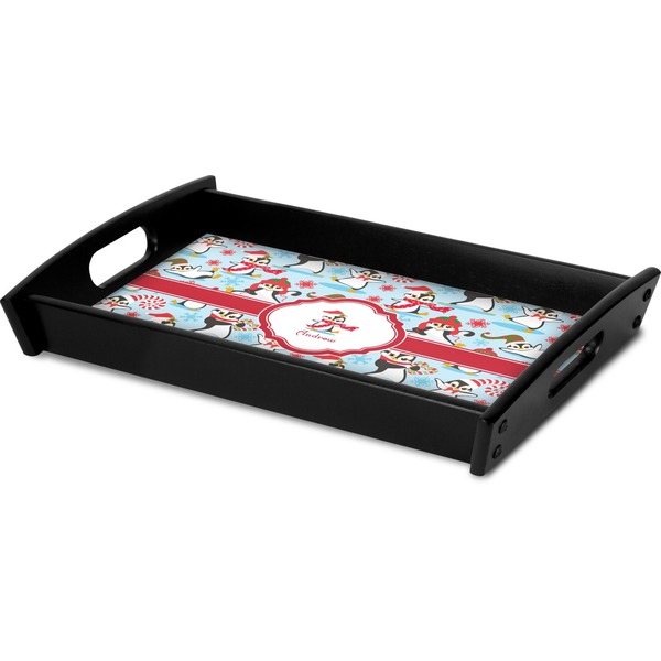 Christmas Penguins Serving Tray Black - Corner