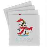 Christmas Penguins Absorbent Stone Coasters - Set of 4 (Personalized)