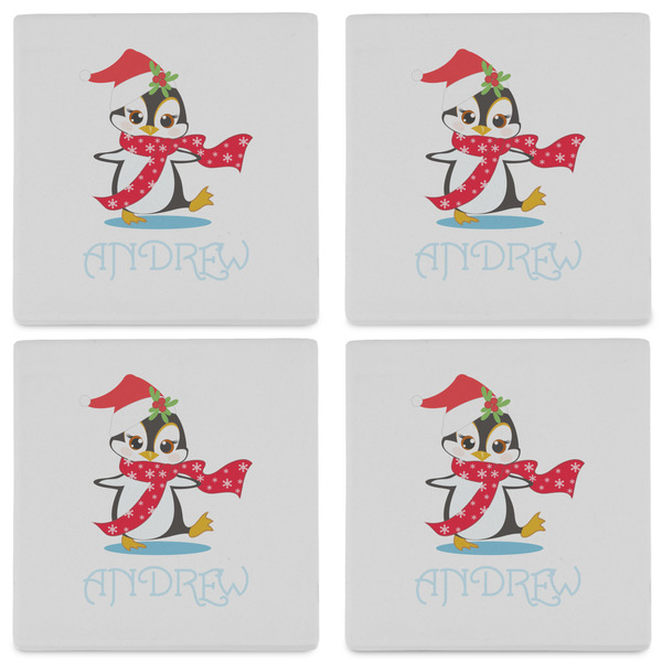 Christmas Penguins Set of 4 Sandstone Coasters - See All 4 View