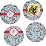 Christmas Penguins Set of 4 Glass Lunch / Dinner Plate 10" (Personalized)