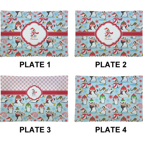 Christmas Penguins Set of Rectangular Appetizer / Dessert Plates (Approval)