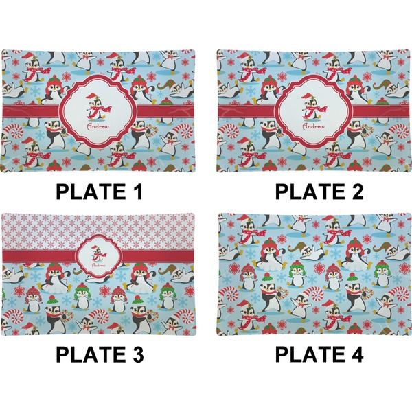 Christmas Penguins Set of Rectangular Dinner Plates (Approval)