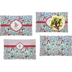 Christmas Penguins Set of 4 Glass Rectangular Lunch / Dinner Plate (Personalized)