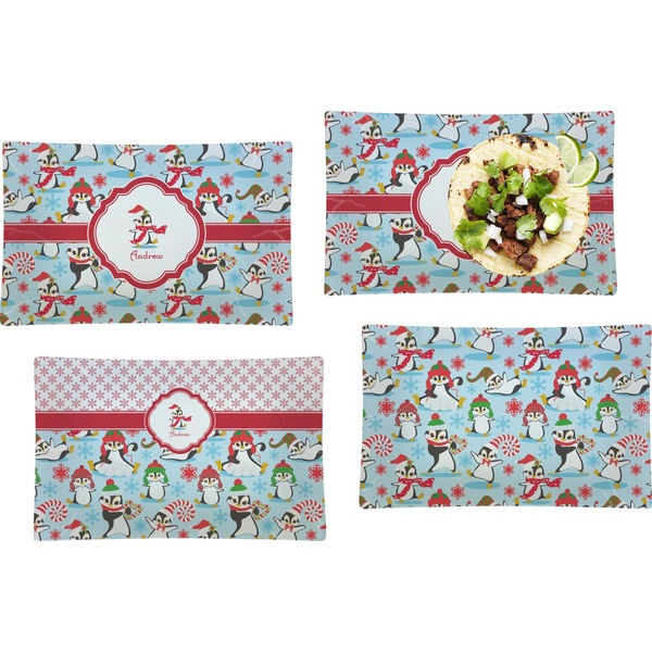 Christmas Penguins Set of Rectangular Dinner Plates