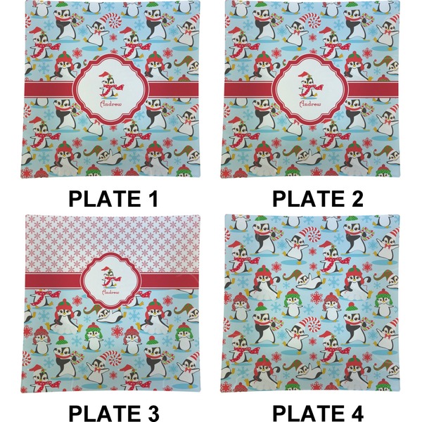 Christmas Penguins Set of Square Dinner Plates (Approval)