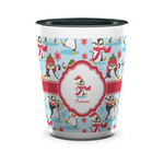 Christmas Penguins Ceramic Shot Glass - 1.5 oz - Two Tone - Set of 4 (Personalized)