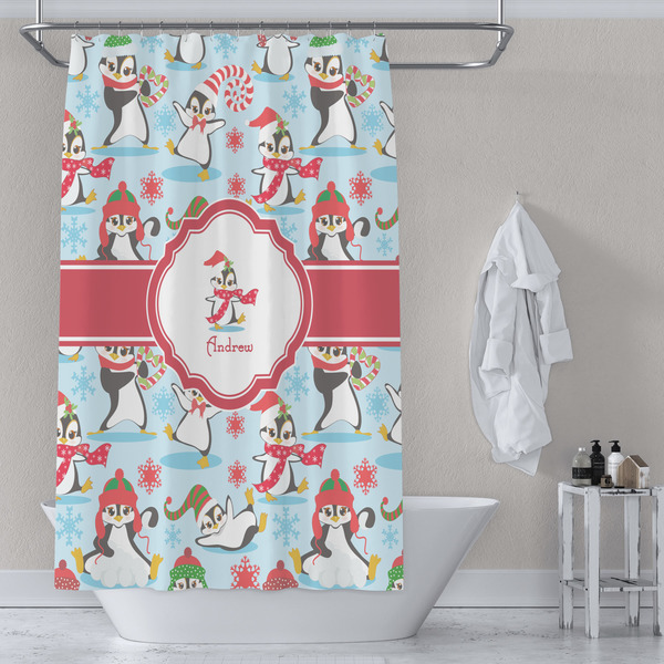 Christmas Penguins Shower Curtain Lifestyle