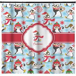 Christmas Penguins Shower Curtain (Personalized)