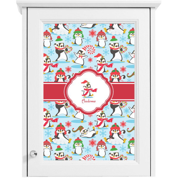 Christmas Penguins Single White Cabinet Decal