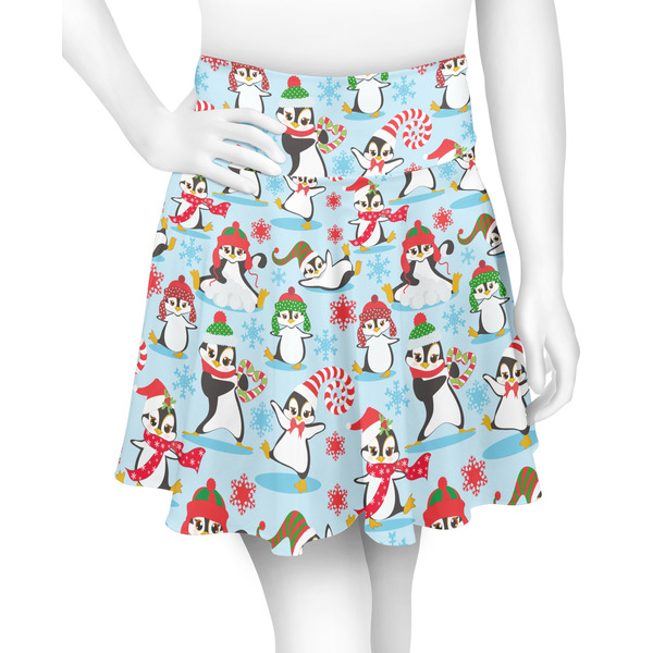 Custom Christmas Penguins Skater Skirt
