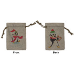Christmas Penguins Small Burlap Gift Bag - Front & Back (Personalized)