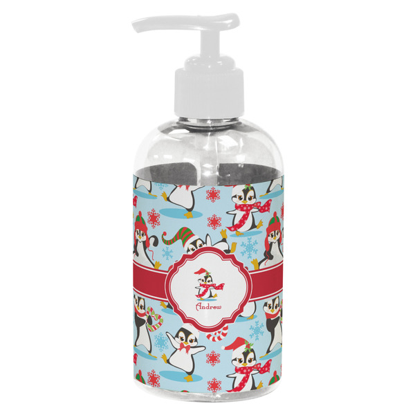 Custom Christmas Penguins Plastic Soap / Lotion Dispenser (8 oz - Small - White) (Personalized)