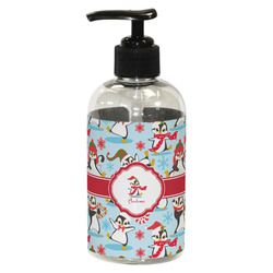Christmas Penguins Plastic Soap / Lotion Dispenser (8 oz - Small - Black) (Personalized)