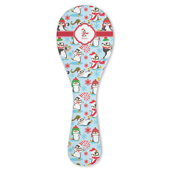 Custom Christmas Penguins Ceramic Spoon Rest (Personalized)