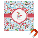 Christmas Penguins Square Car Magnet - 10" (Personalized)