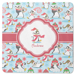 Christmas Penguins Square Rubber Backed Coaster (Personalized)
