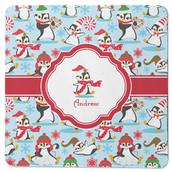 Christmas Penguins Square Rubber Backed Coaster (Personalized)