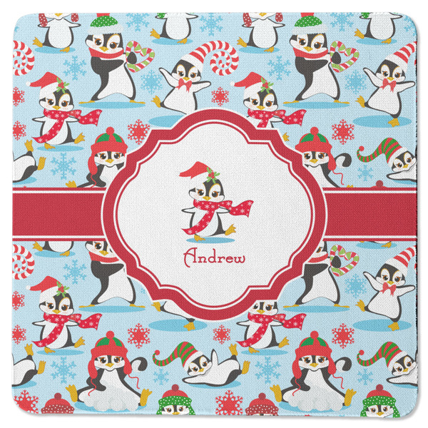 Christmas Penguins Square Coaster Rubber Back - Single