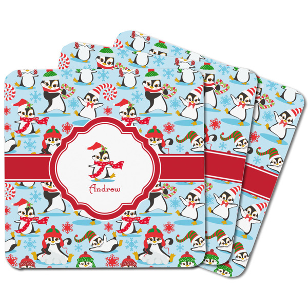 Christmas Penguins Square Fridge Magnet - MAIN