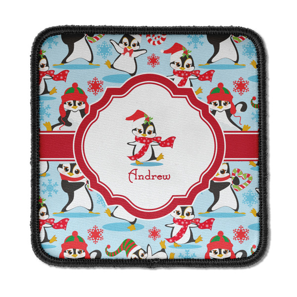 Custom Christmas Penguins Iron On Square Patch w/ Name or Text