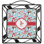 Christmas Penguins Square Trivet (Personalized)