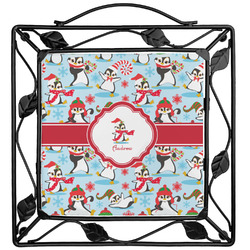 Christmas Penguins Square Trivet (Personalized)