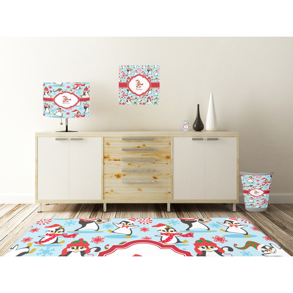 Christmas Penguins Square Wall Decal Wooden Desk