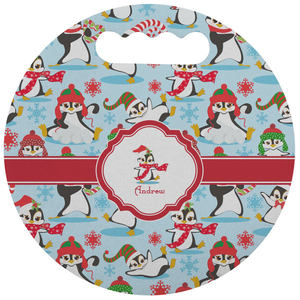 Custom Christmas Penguins Stadium Cushion (Round) (Personalized)