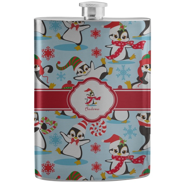 Custom Christmas Penguins Stainless Steel Flask (Personalized)