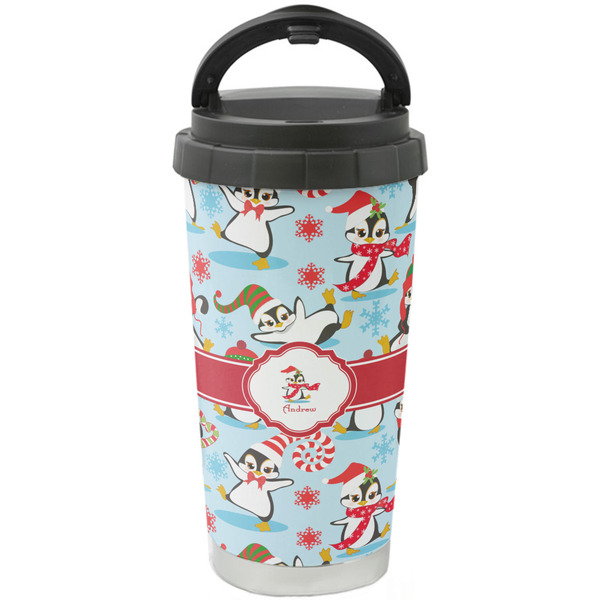 Custom Christmas Penguins Stainless Steel Coffee Tumbler (Personalized)