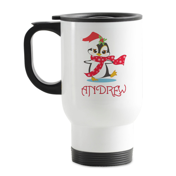 Custom Christmas Penguins Stainless Steel Travel Mug with Handle