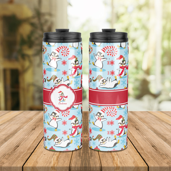 Christmas Penguins Stainless Steel Tumbler - Lifestyle