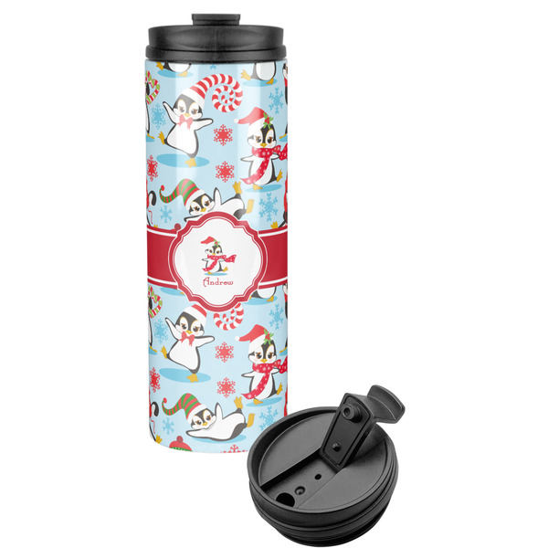 Custom Christmas Penguins Stainless Steel Skinny Tumbler (Personalized)